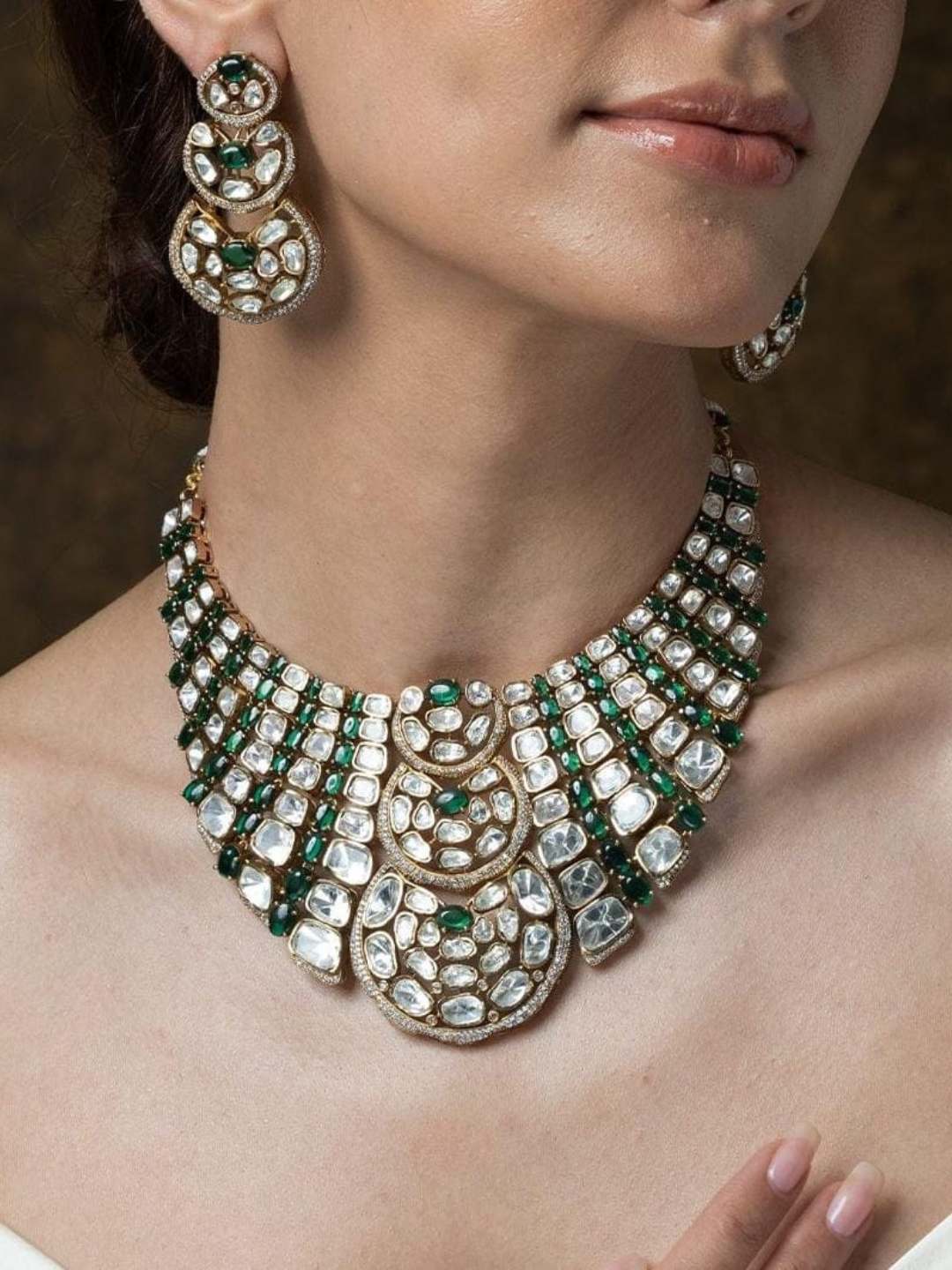Ishhaara Moissanite Uncut Polki Victorian Choker