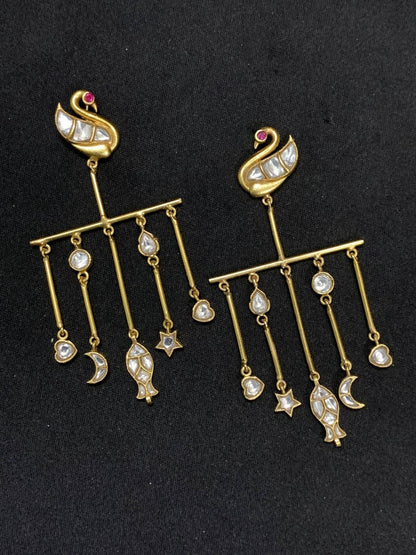 Ishhaara Morni Meenakari Polki Earrings