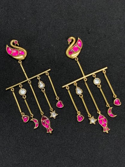 Ishhaara Morni Meenakari Polki Earrings