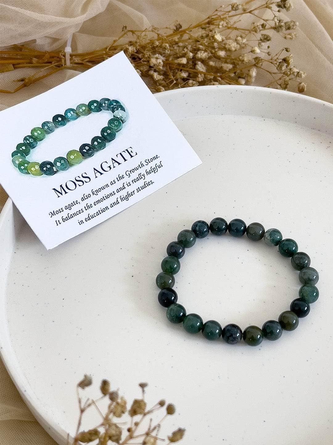 Moss Agate Bracelet- Natural Stone on sale Healing Crystal Mental Health Bracelet