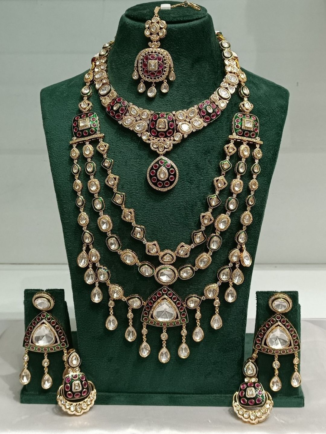 Ishhaara Mossoniate Short And Long Bridal Necklace