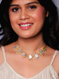 Ishhaara Mother Of Pearl And Australian Ablony Hand Cuff and White Coral Choker