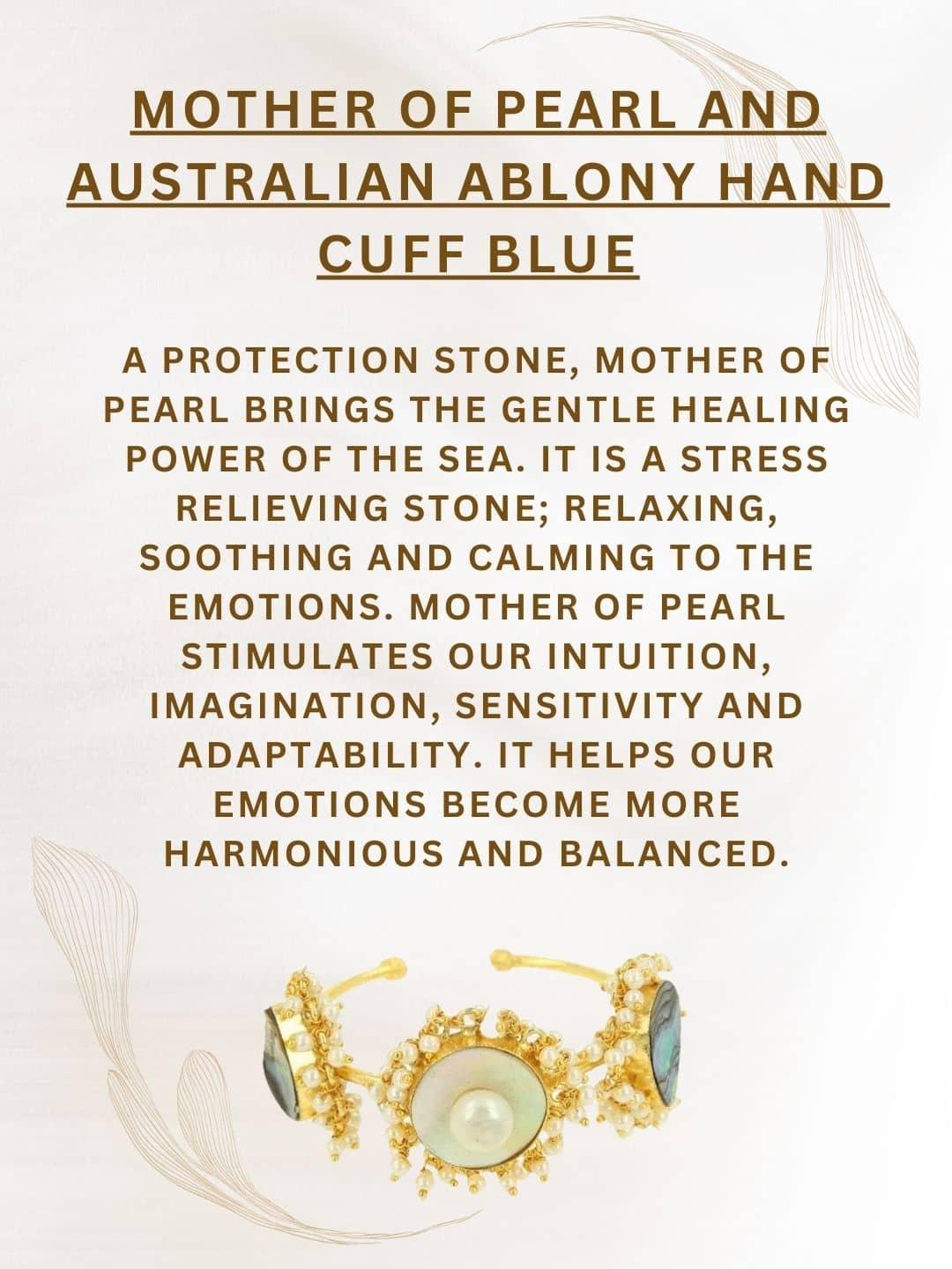 Ishhaara Mother Of Pearl And Australian Ablony Hand Cuff Blue