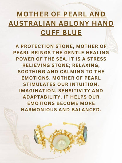 Ishhaara Mother Of Pearl And Australian Ablony Hand Cuff Blue