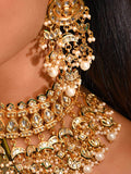 Ishhaara Multi Chand Necklace Set With Teeka
