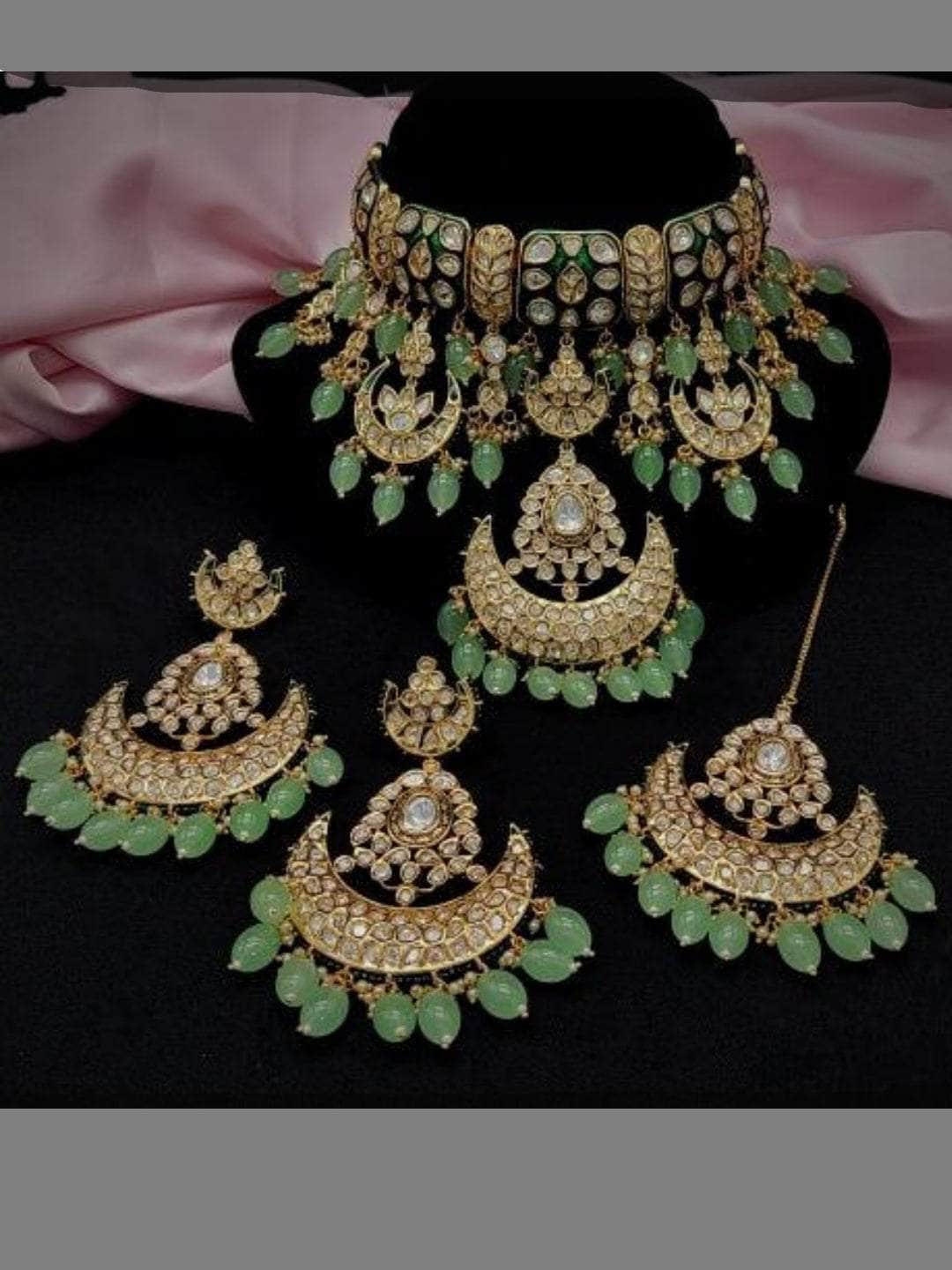 Ishhaara Multi Chandbali Kundan Necklace Set