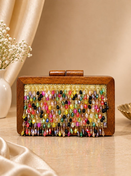 Ishhaara Multi Color Beaded Clutch - handcrafted Indian jewellery