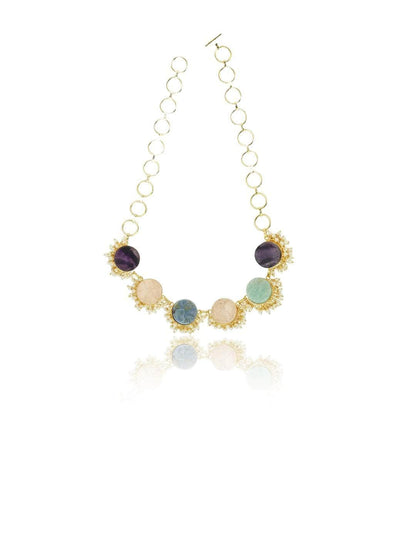 Ishhaara Multi Color Druze Necklace Set Multi Color