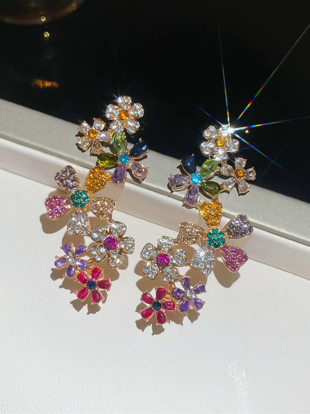 Ishhaara Multi Color Flower Earcuff Earrings