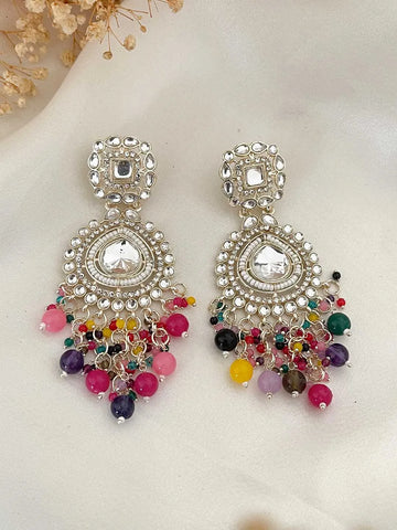 Ishhaara Multi Color Kundan Chandbali Earrings