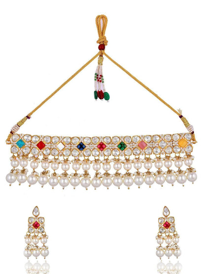 Ishhaara Multi Color Kundan Polki Choker Set