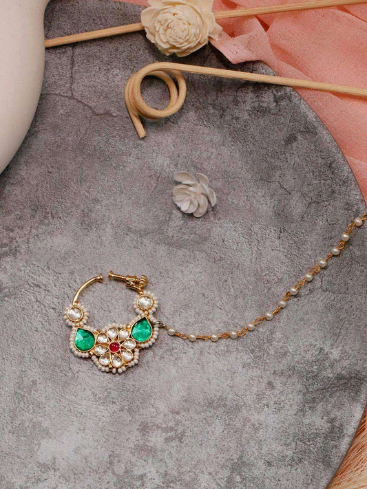 Ishhaara Multi Color Patchi Kundan Nath