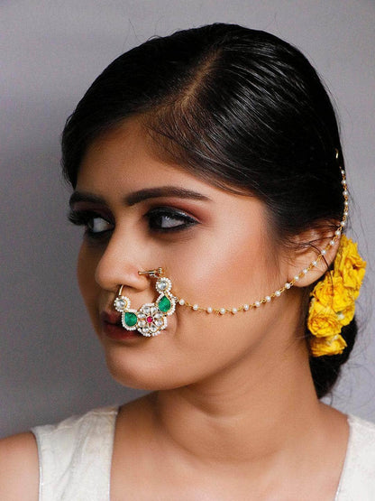 Ishhaara Multi Color Patchi Kundan Nath