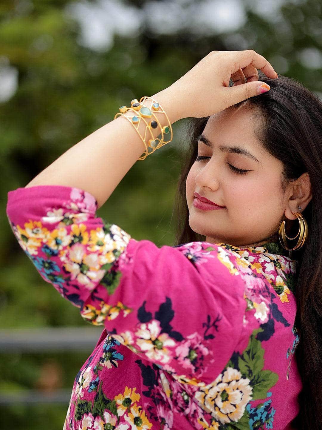 Ishhaara Multi Color Stone Hand Cuff