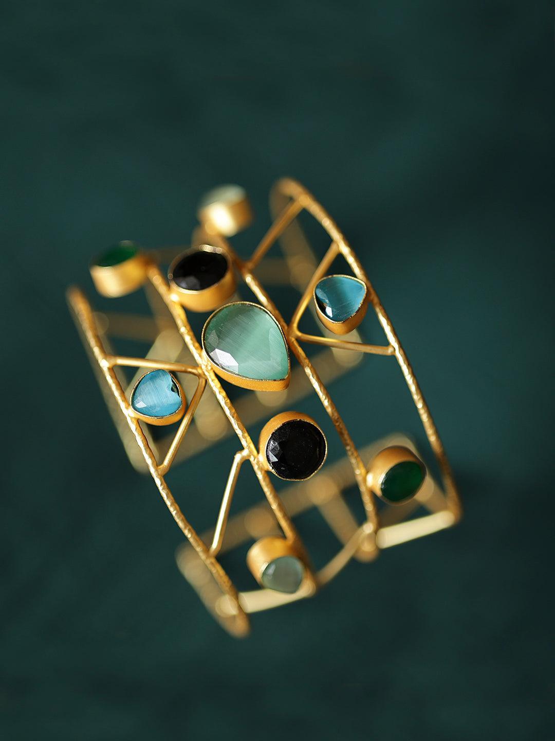 Ishhaara Multi Color Stone Hand Cuff