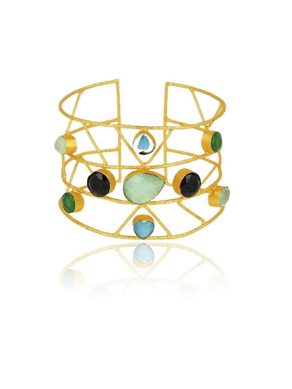 Ishhaara Multi Color Stone Hand Cuff
