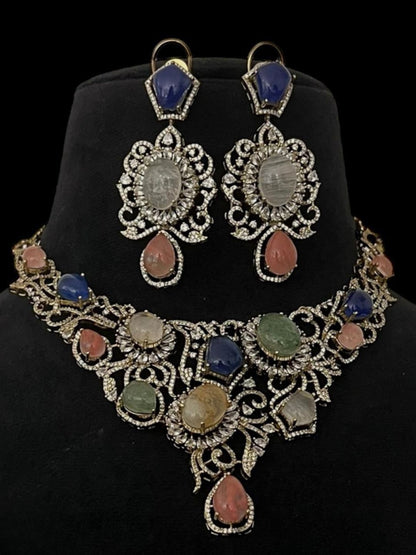 Ishhaara Multi Color Stones Embellished Necklace Set