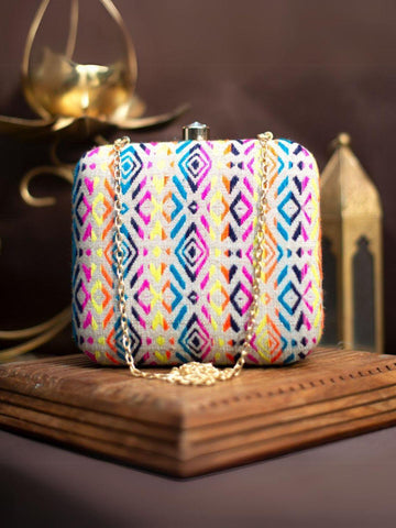 Ishhaara Multi Color Textured Printed Box Sling