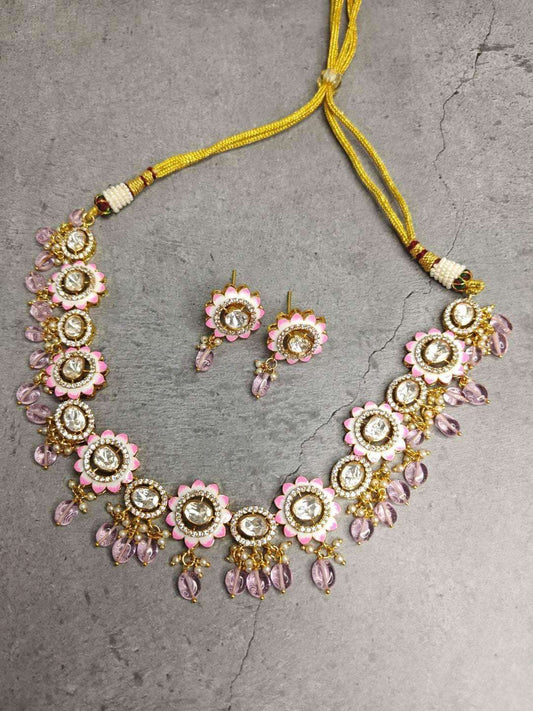 Ishhaara Multi Colored Kundan Necklace And Earring Set