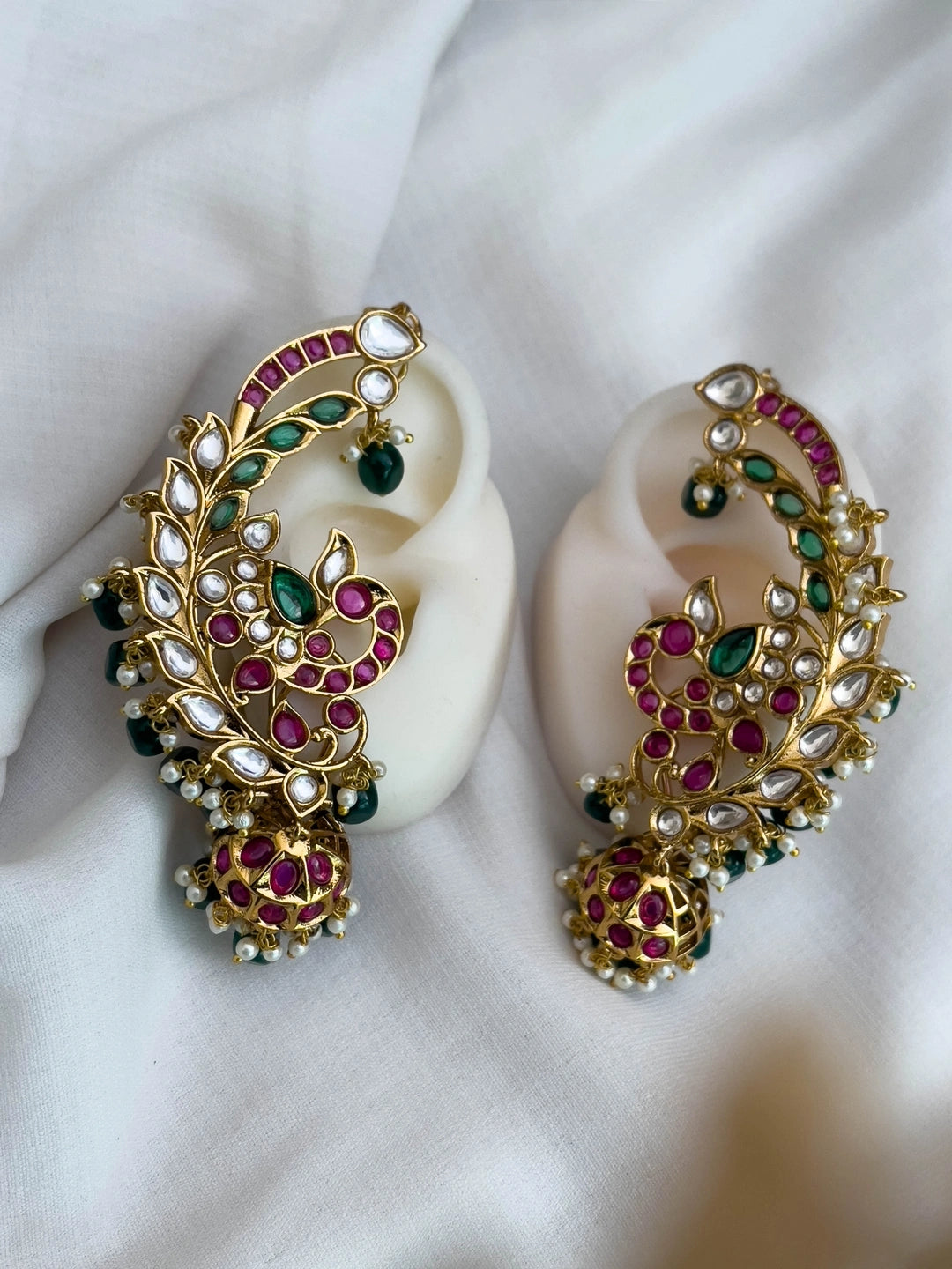 Ishhaara Multi Colored Polki Ear Cuff Earrings