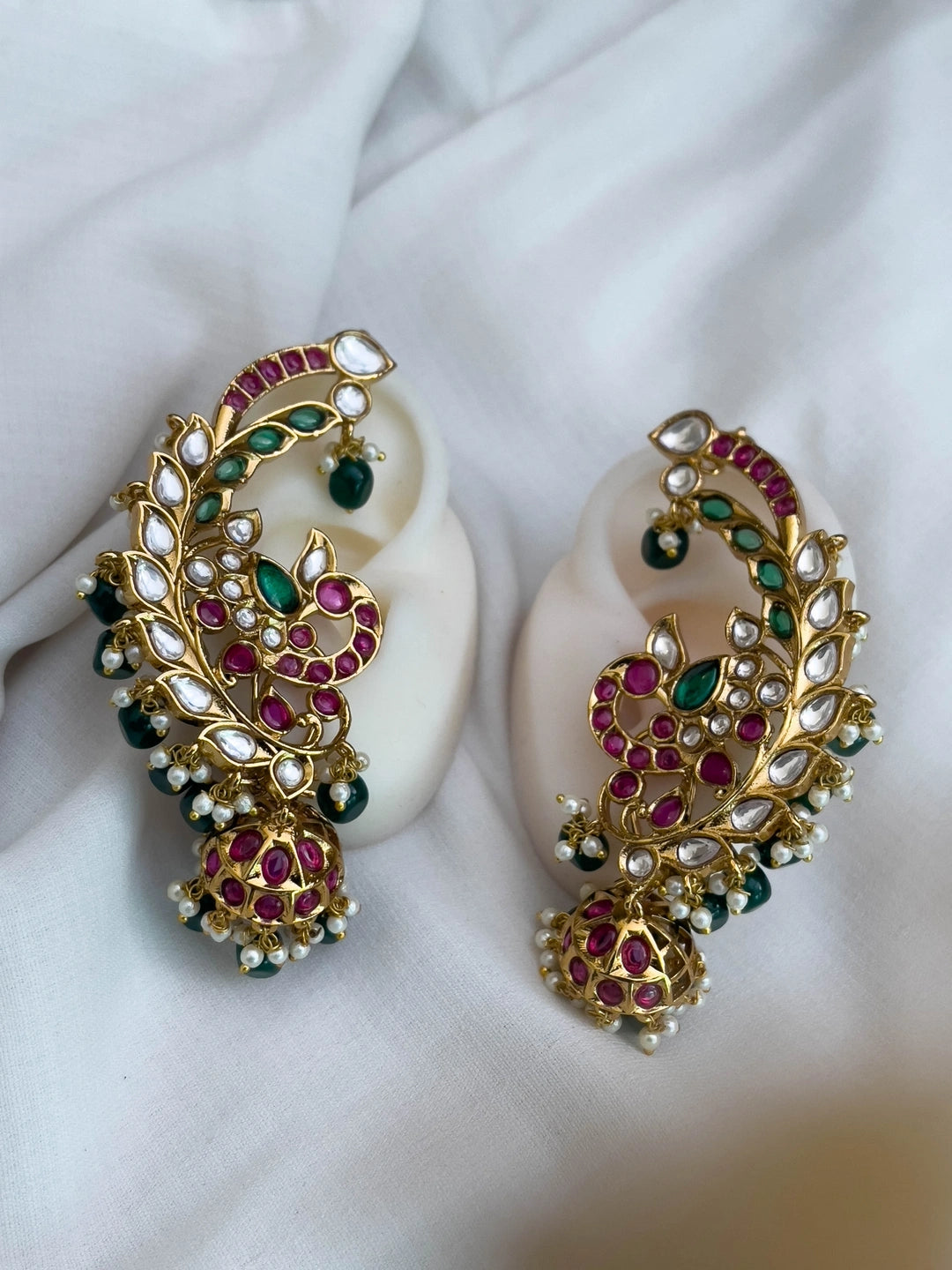 Ishhaara Multi Colored Polki Ear Cuff Earrings