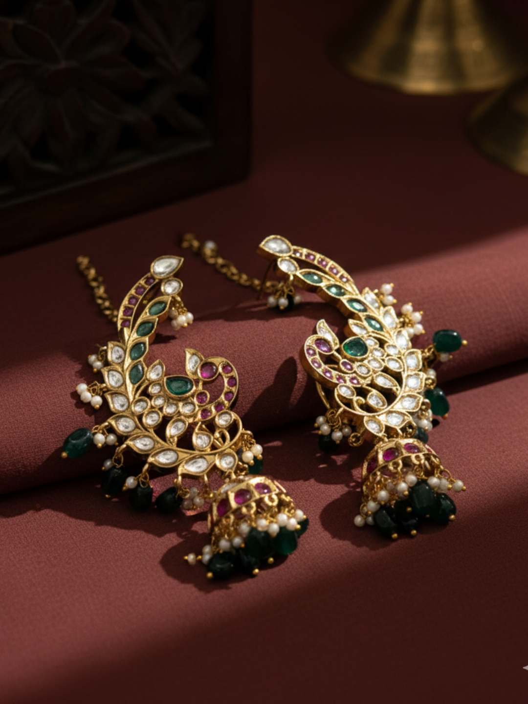 Ishhaara Multi Colored Polki Ear Cuff Earrings