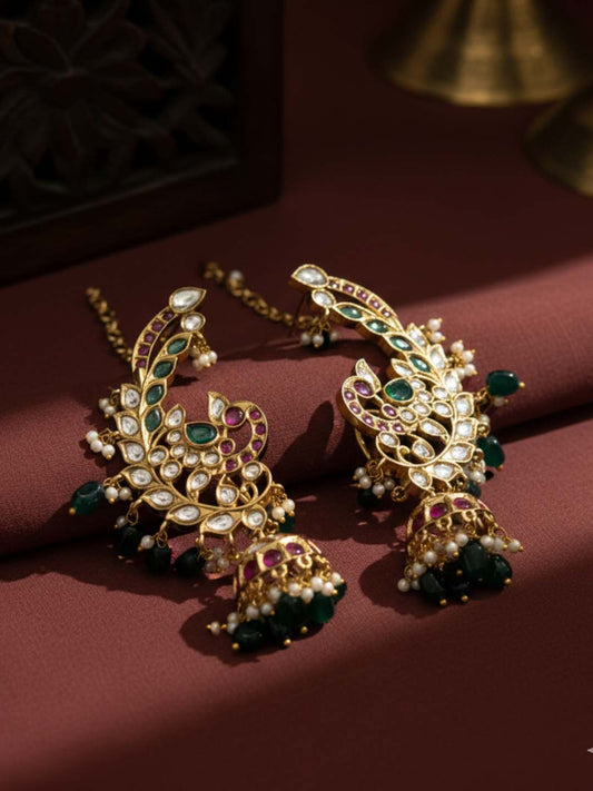 Ishhaara Multi Colored Polki Ear Cuff Earrings