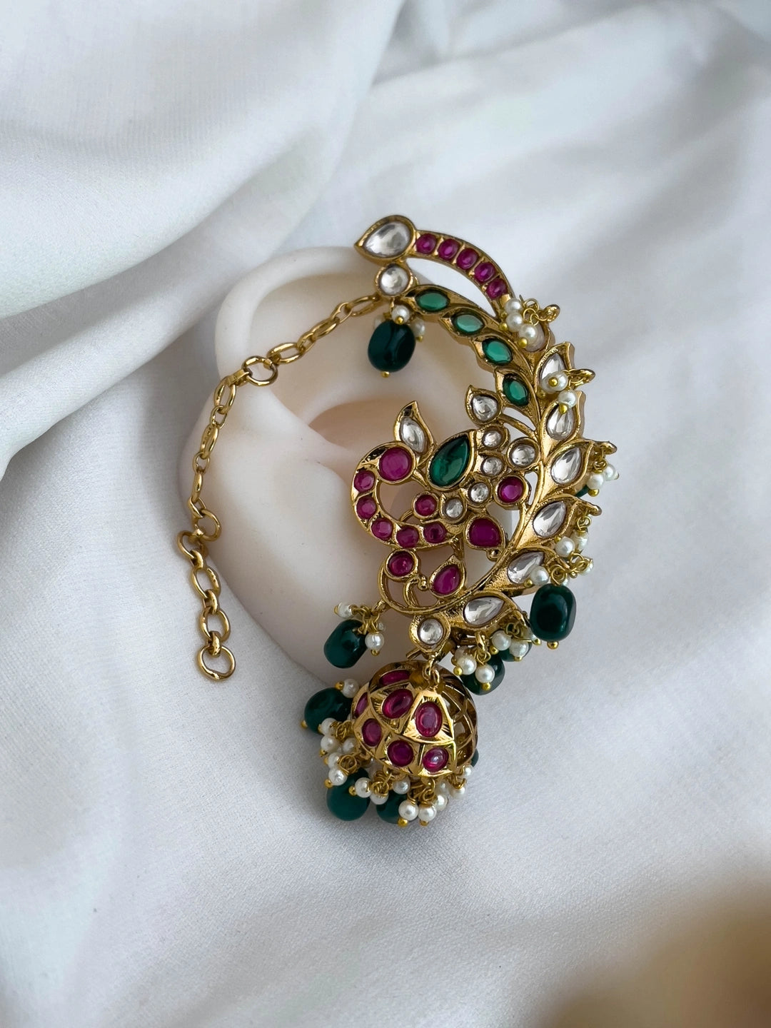 Ishhaara Multi Colored Polki Ear Cuff Earrings