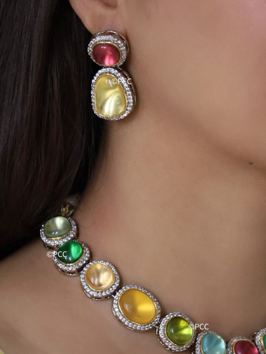 Ishhaara Multi Colored Polki Kundan Choker Necklace