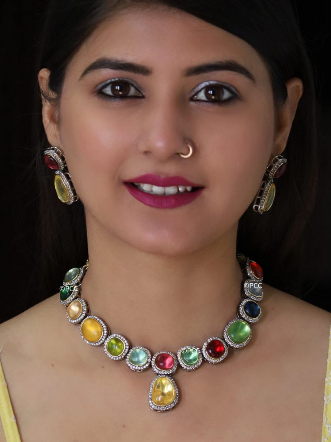 Ishhaara Multi Colored Polki Kundan Choker Necklace