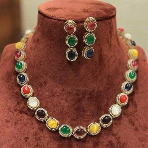 Ishhaara Multi Colored Single Line Necklace