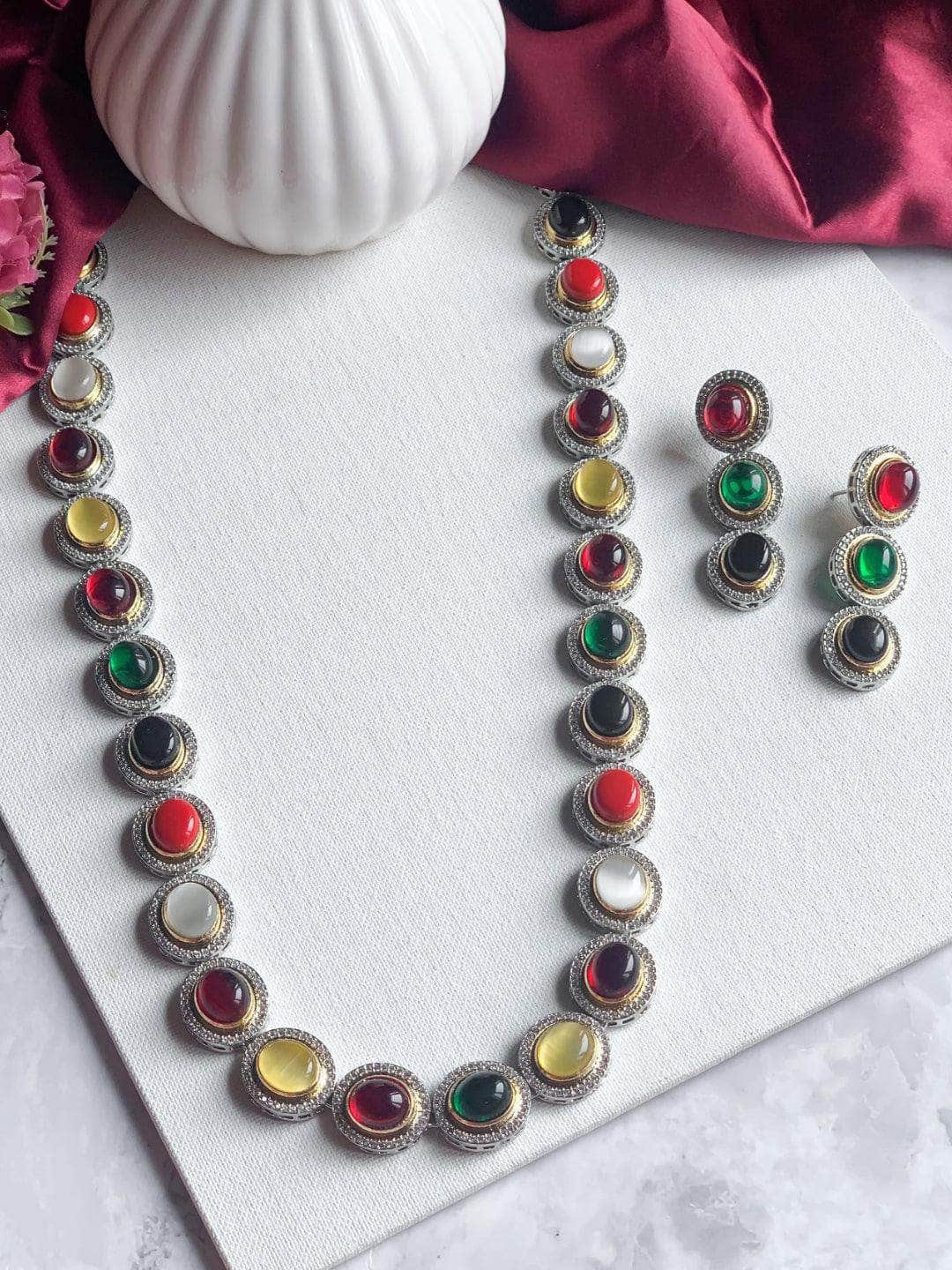 Ishhaara Multi Colored Single Line Necklace