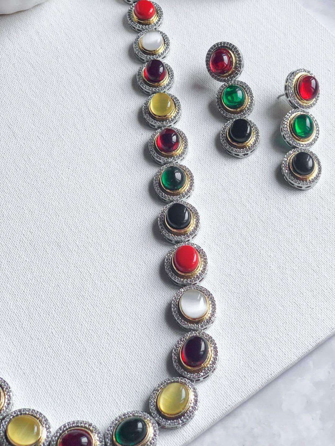 Ishhaara Multi Colored Single Line Necklace