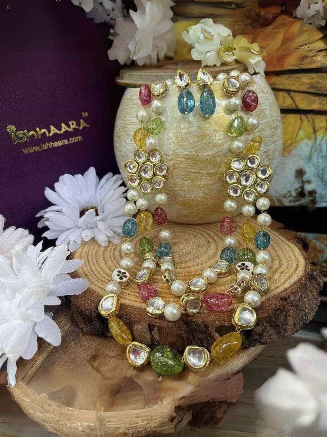 Ishhaara Multi Colored Triple Layered Necklace