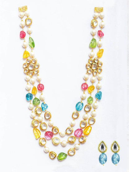 Ishhaara Multi Colored Triple Layered Necklace