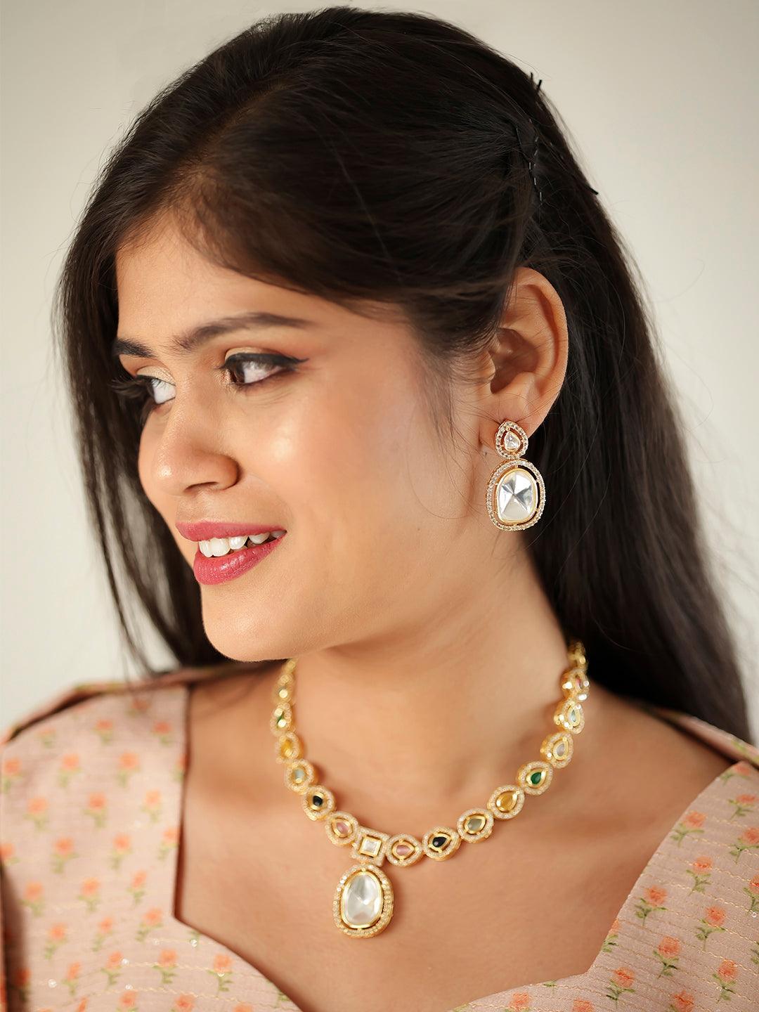 Ishhaara Multi Colour Stone Studded Necklace
