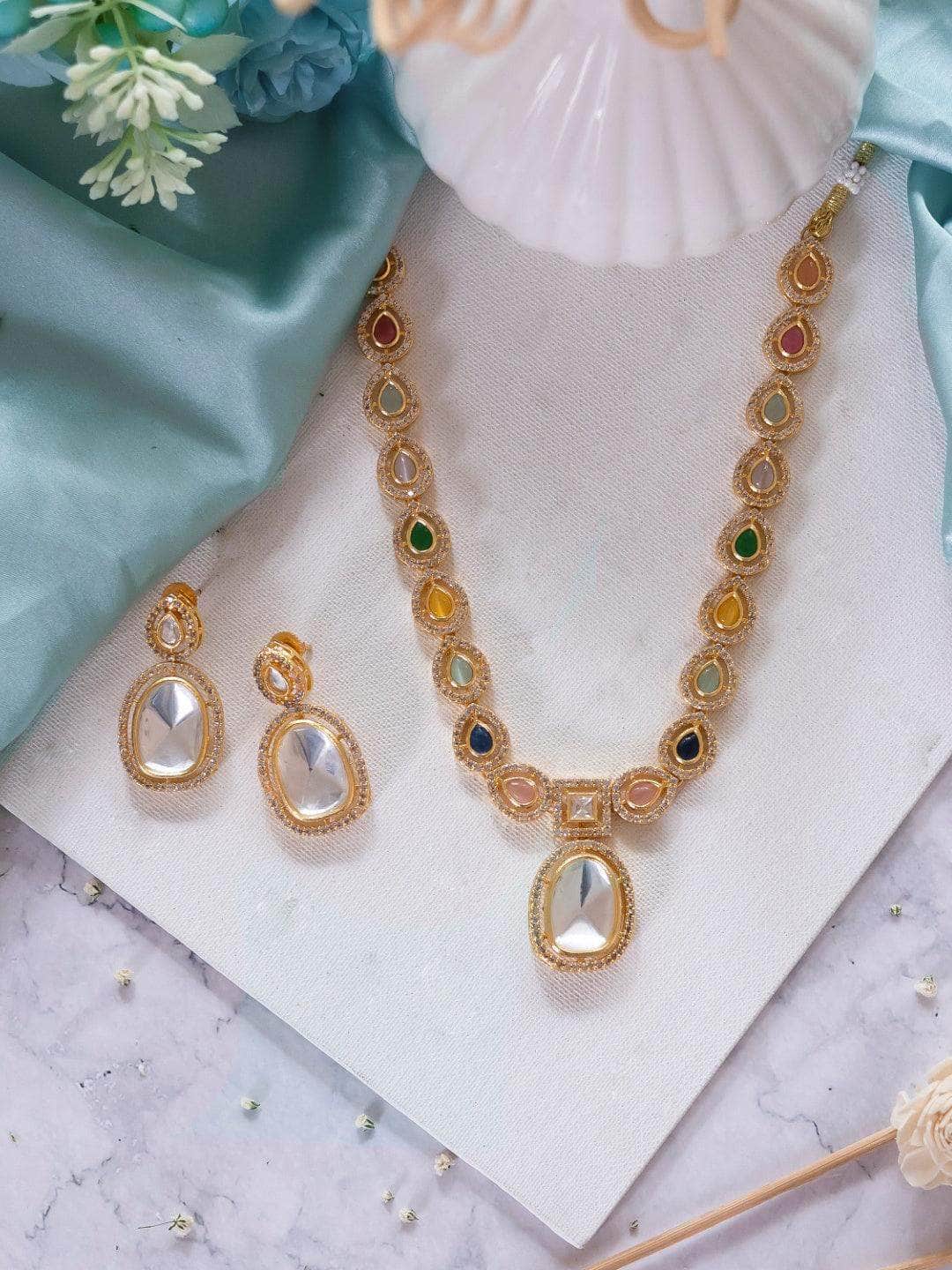 Ishhaara Multi colour stone studded necklace