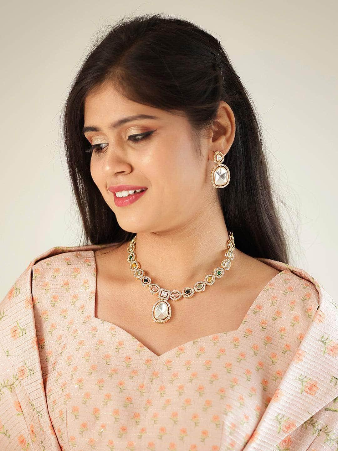 Ishhaara Multi Colour Stone Studded Necklace