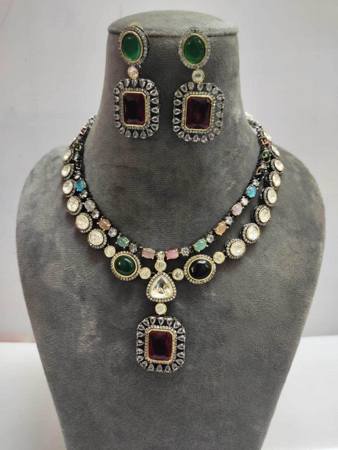 Ishhaara Multi Double Layered Kundan Polki Necklace