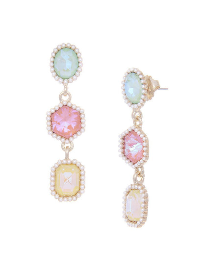 Ishhaara Geometric 3 Tiered Earrings Rouge