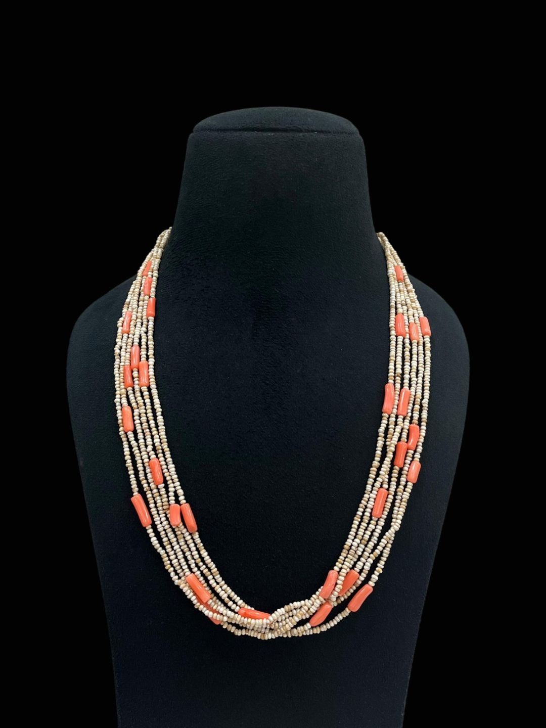 Ishhaara Multi Layered Coral Temple Necklace — handcrafted Indian jewellery