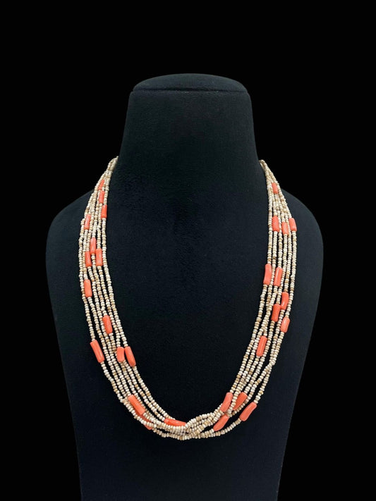 Ishhaara Multi Layered Coral Temple Necklace — handcrafted Indian jewellery