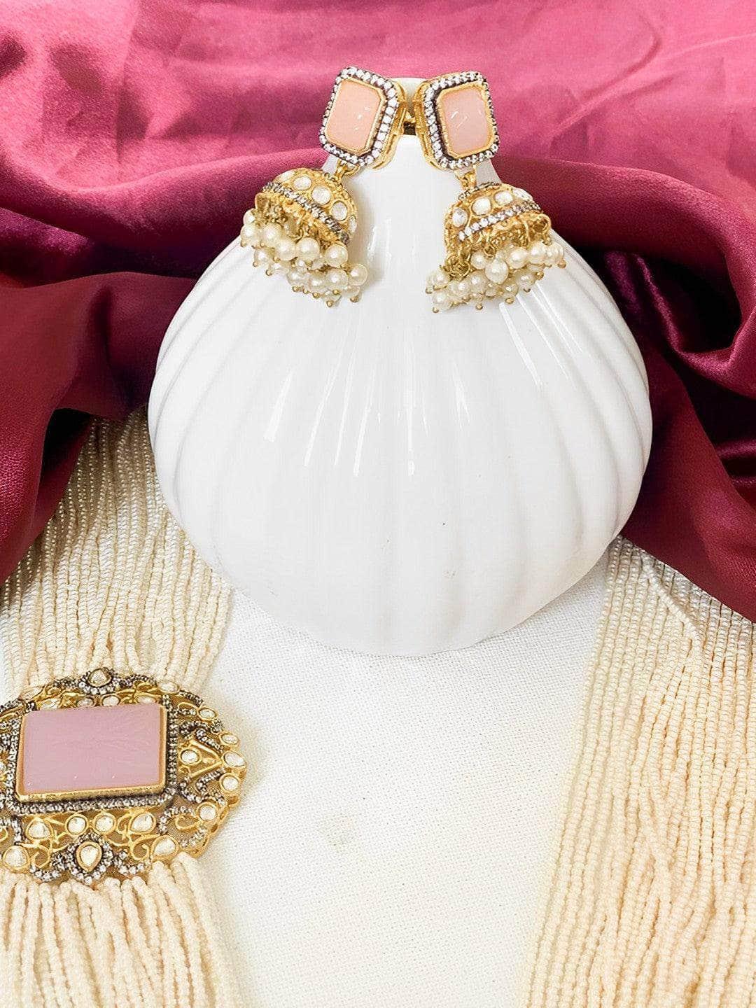 Ishhaara Multi Layered Pearl Side Patch Necklace Set