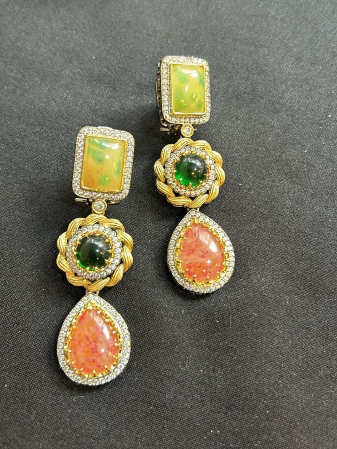 Ishhaara Multi Marble Stone Sabya Inspired Statement Earrings