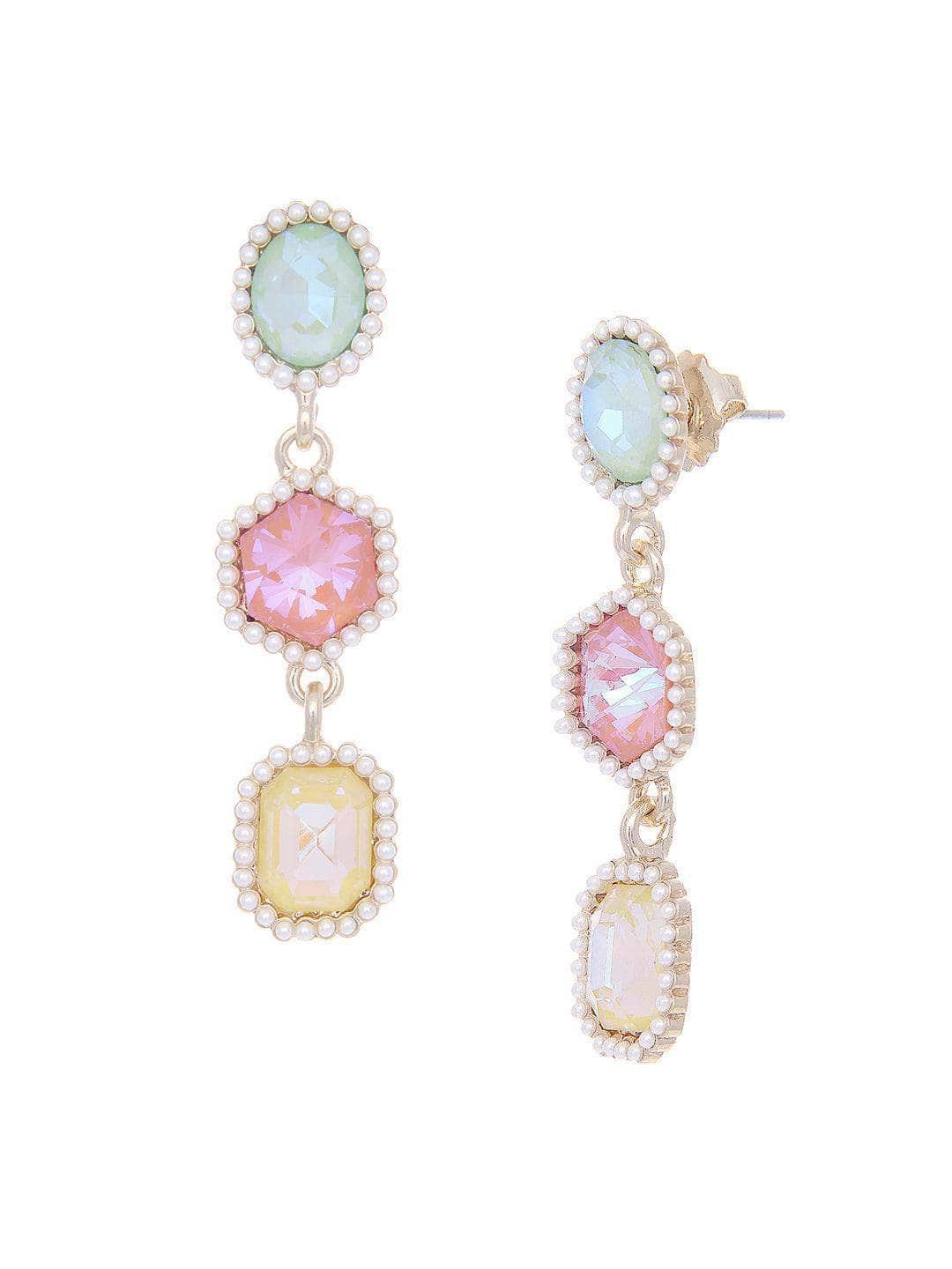 Ishhaara Natasha Luthra In Geometric 3 Tiered Earrings Rouge