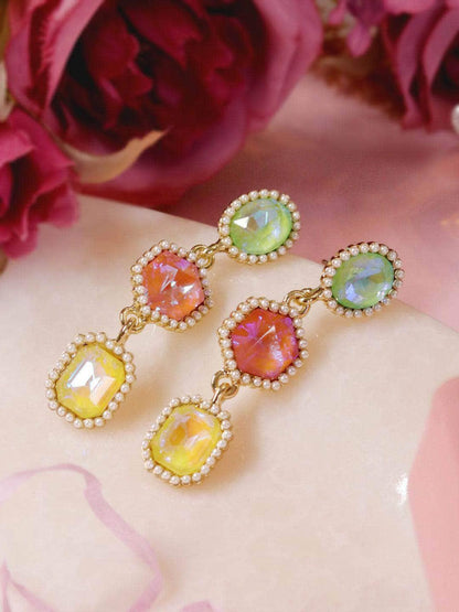 Ishhaara Natasha Luthra In Geometric 3 Tiered Earrings Rouge