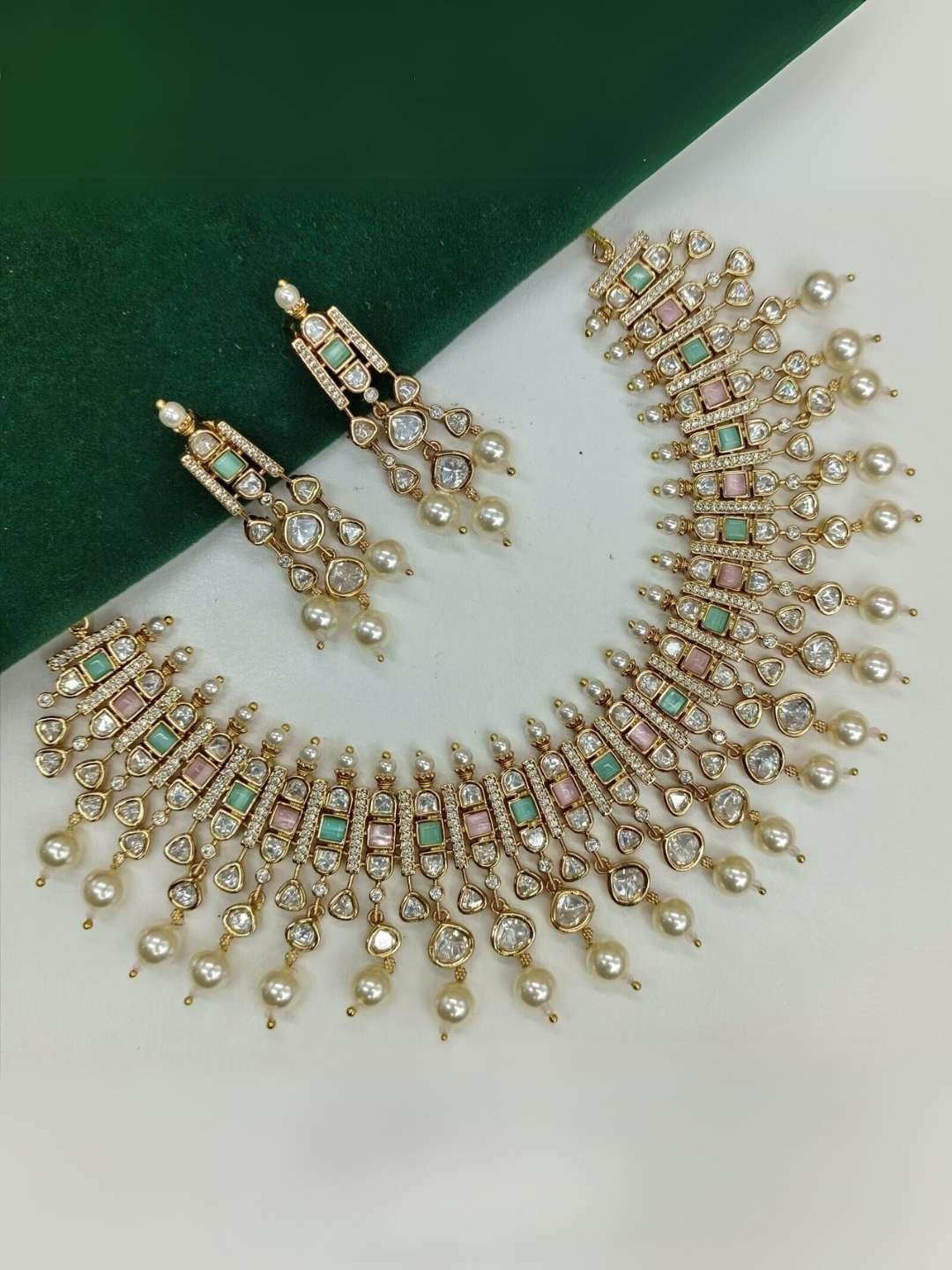 Ishhaara Multi Sapphire Zircons Studded Necklace Set