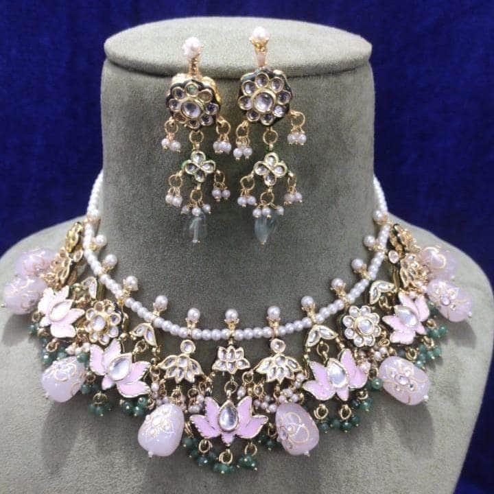 Ishhaara Multi Stone Lotus Motif Necklace