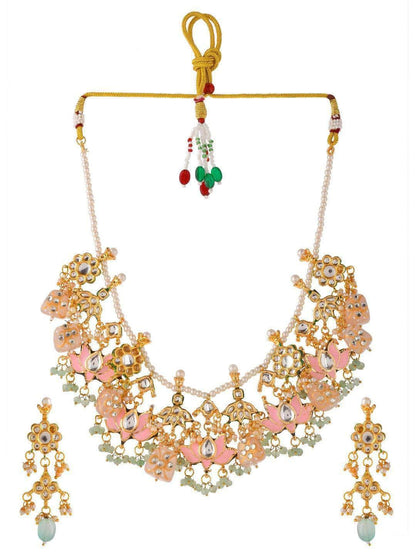 Ishhaara Multi Stone Lotus Motif Necklace