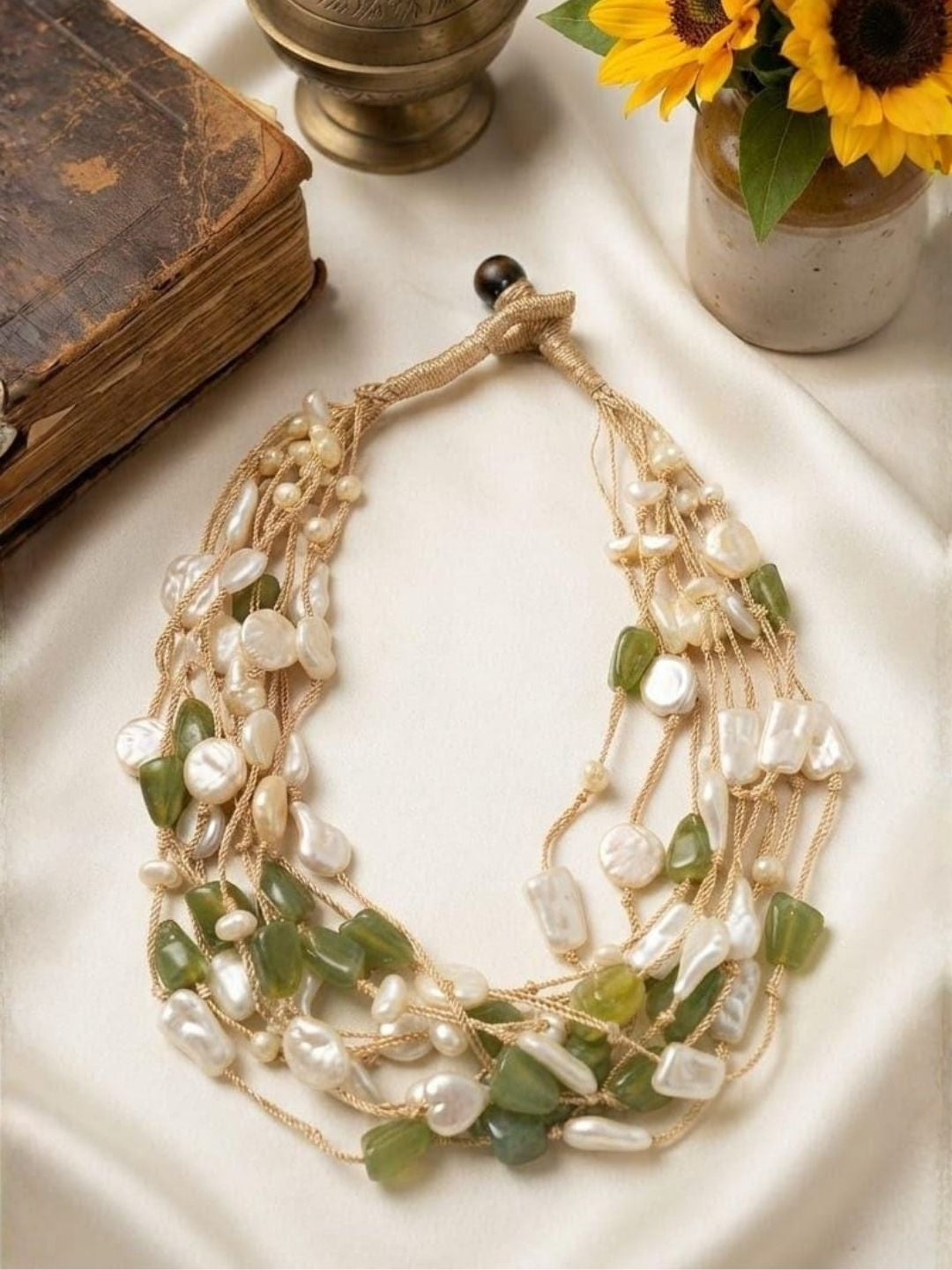 Ishhaara Multicolour Baroque Pearl Temple Necklace — handcrafted Indian jewellery - view 10